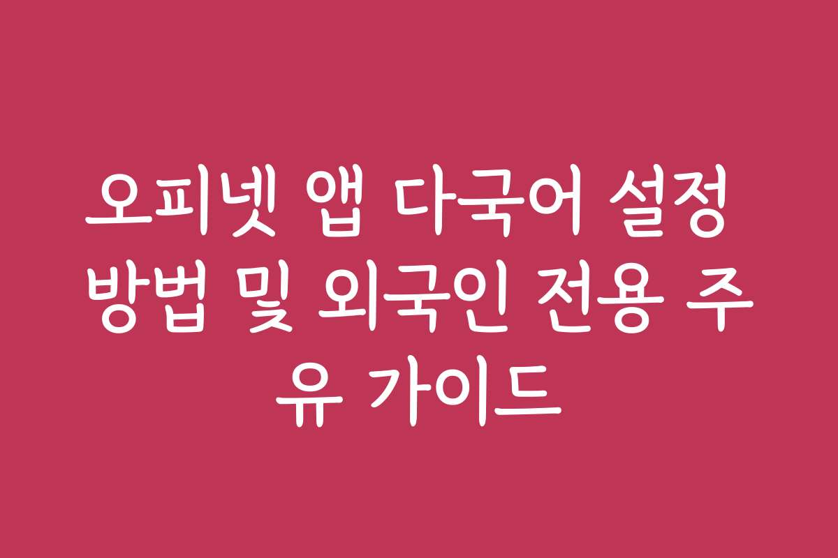 오피넷 앱 다국어 설정 방법 및 외국인 전용 주유 가이드