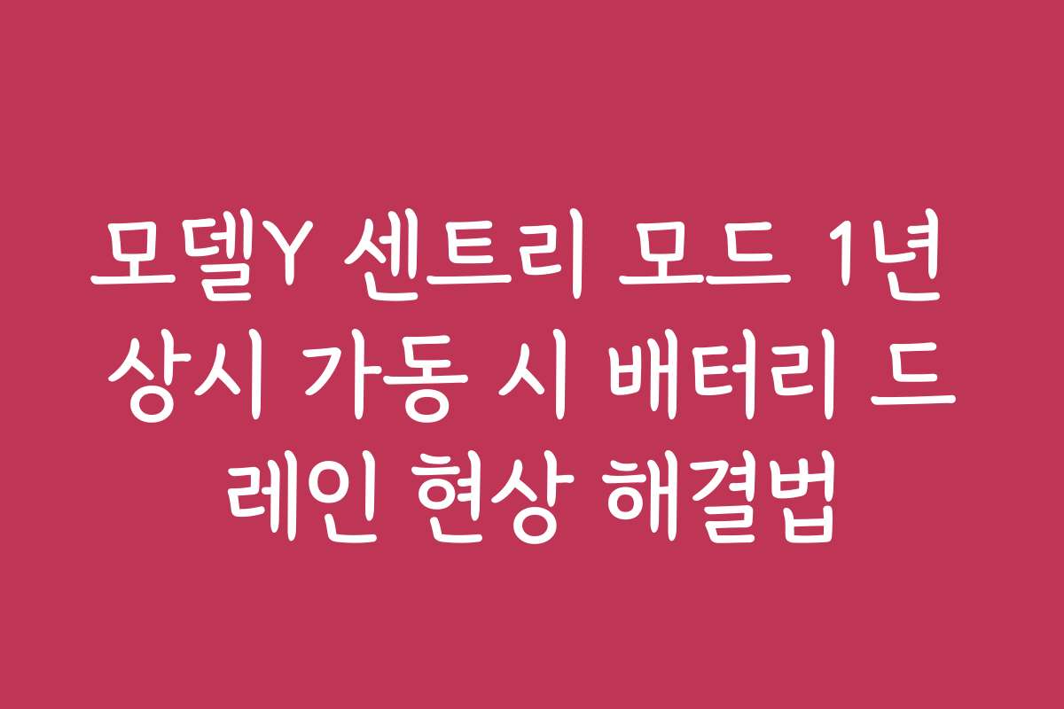 모델Y 센트리 모드 1년 상시 가동 시 배터리 드레인 현상 해결법 모델Y 센트리 모드 1년 상시 가동 시 배터리 드레인 현상 해결법