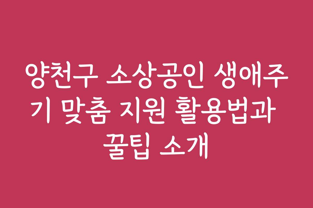 양천구 소상공인 생애주기 맞춤 지원 활용법과 꿀팁 소개
