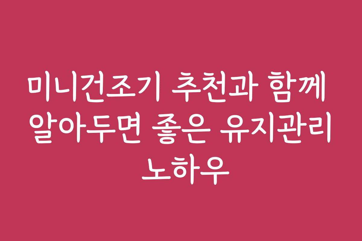 미니건조기 추천과 함께 알아두면 좋은 유지관리 노하우