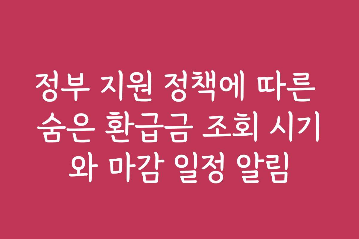 정부 지원 정책에 따른 숨은 환급금 조회 시기와 마감 일정 알림