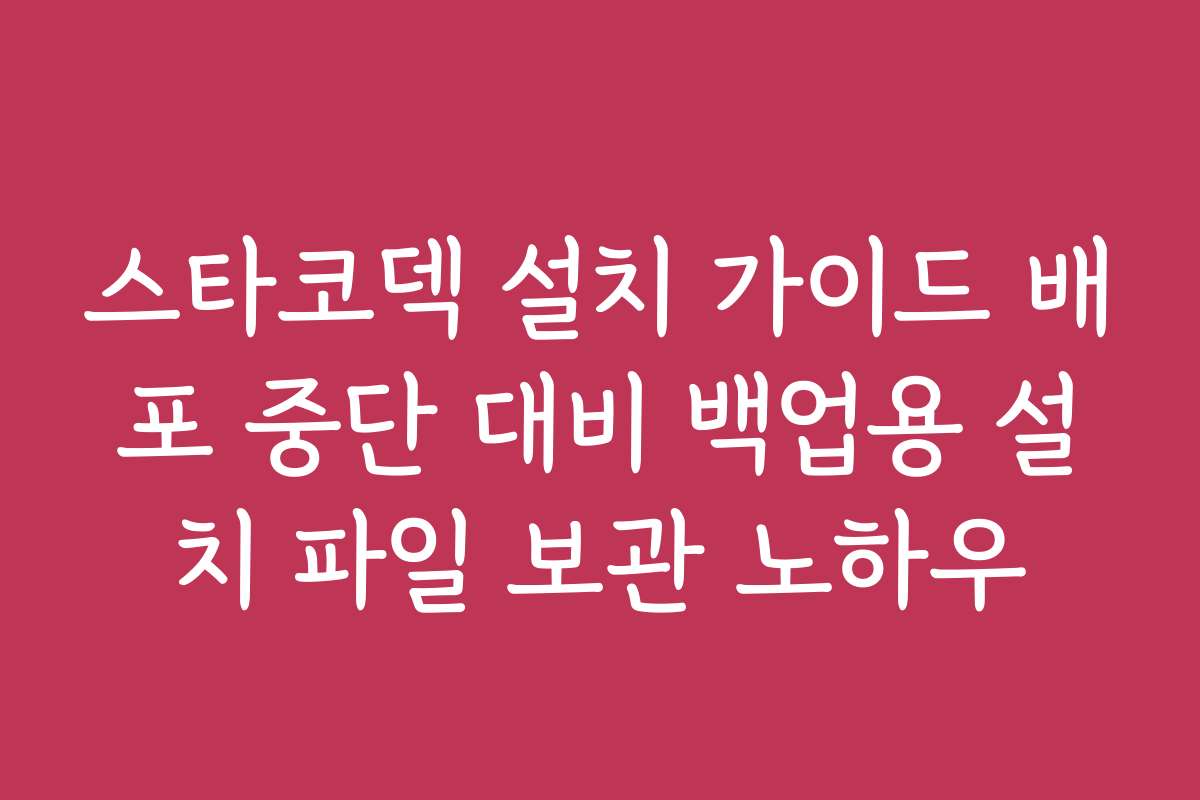 스타코덱 설치 가이드 배포 중단 대비 백업용 설치 파일 보관 노하우