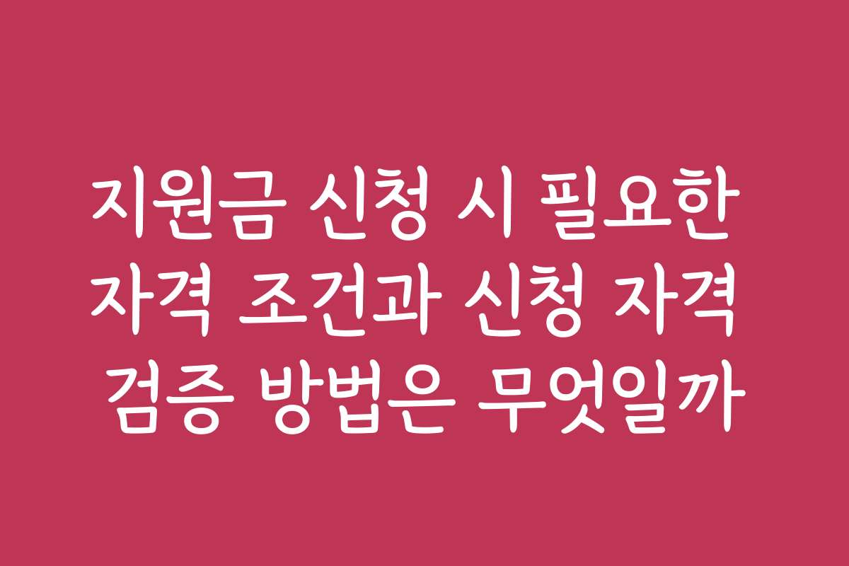 지원금 신청 시 필요한 자격 조건과 신청 자격 검증 방법은 무엇일까
