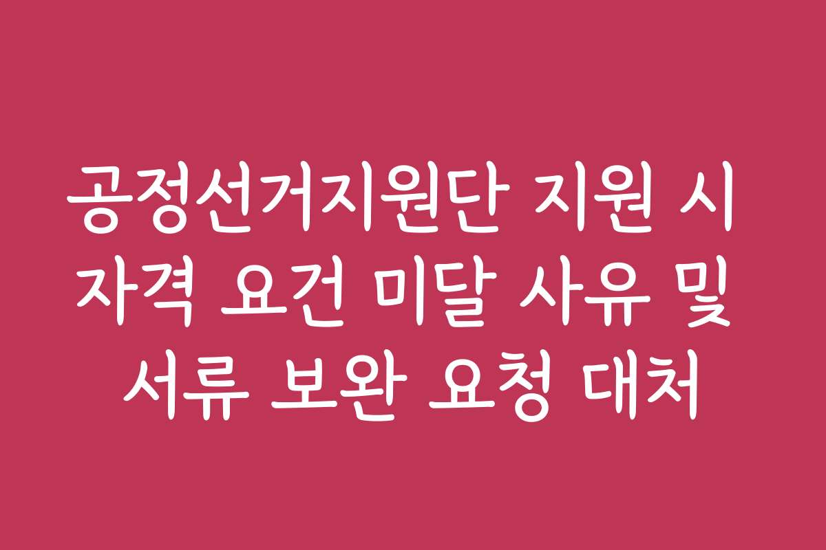 공정선거지원단 지원 시 자격 요건 미달 사유 및 서류 보완 요청 대처