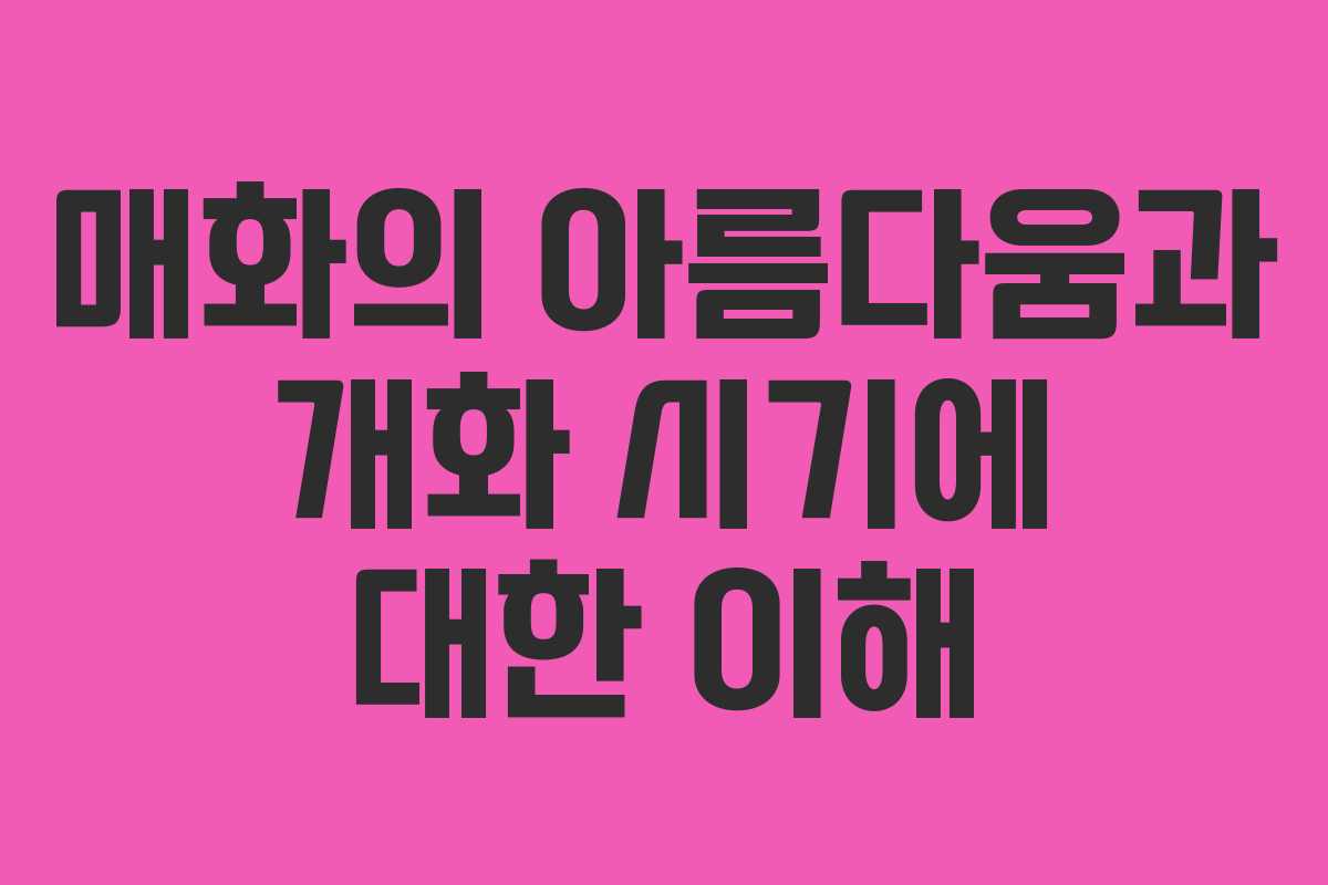 매화의 아름다움과 개화 시기에 대한 이해