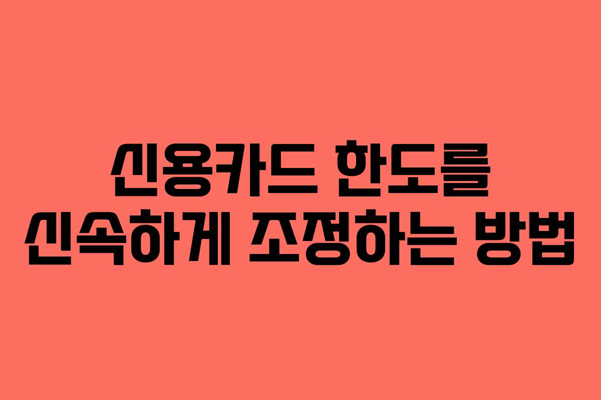 신용카드 한도를 신속하게 조정하는 방법