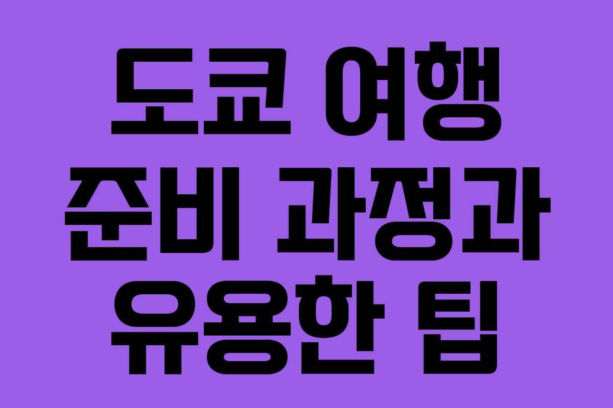 도쿄 여행 준비 과정과 유용한 팁