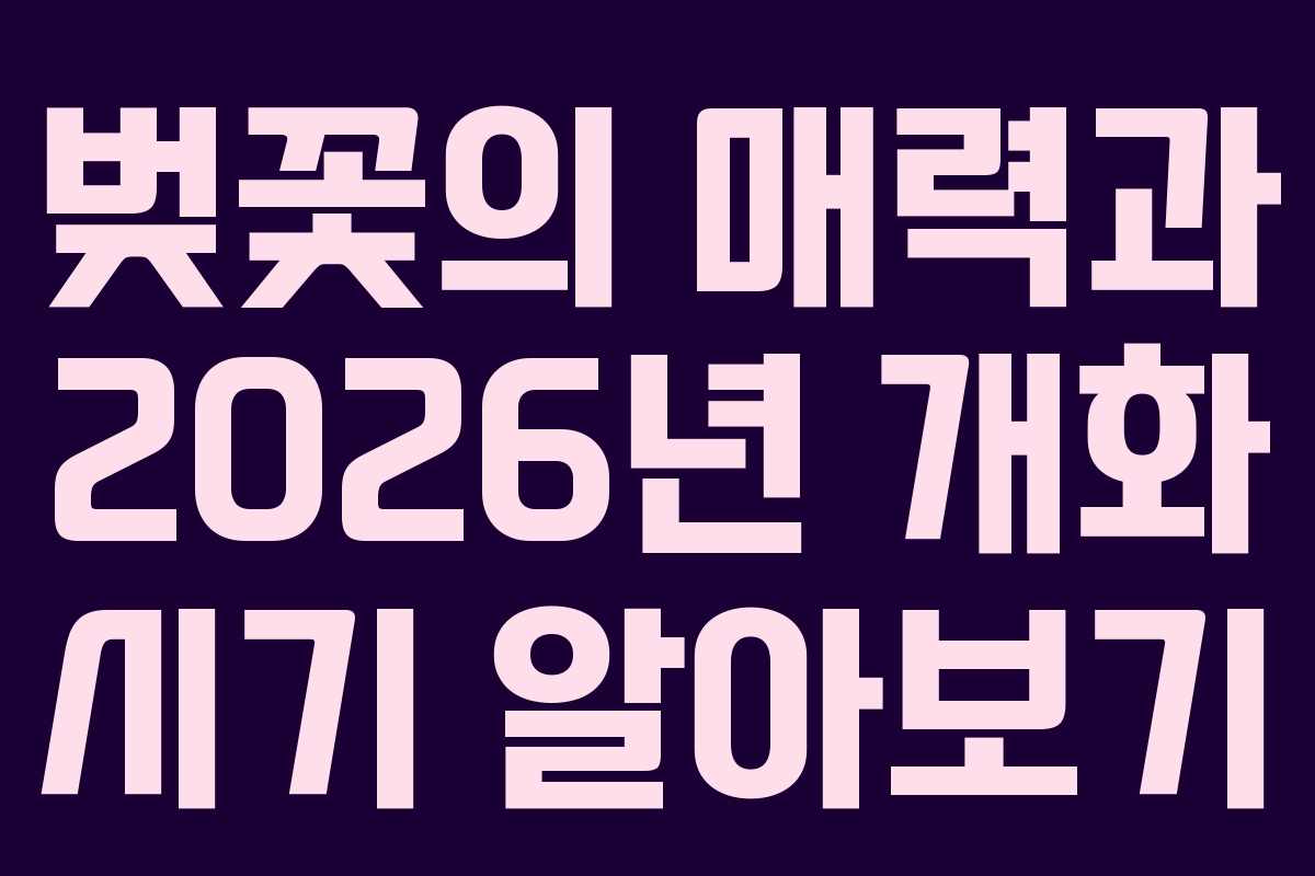 벚꽃의 매력과 2026년 개화 시기 알아보기 벚꽃의 매력과 2026년 개화 시기 알아보기