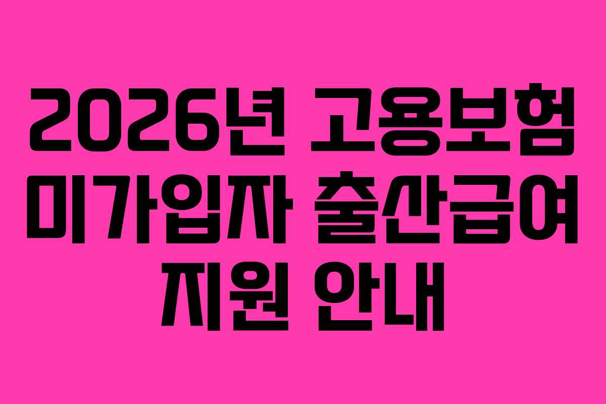 2026년 고용보험 미가입자 출산급여 지원 안내 2026년 고용보험 미가입자 출산급여 지원 안내
