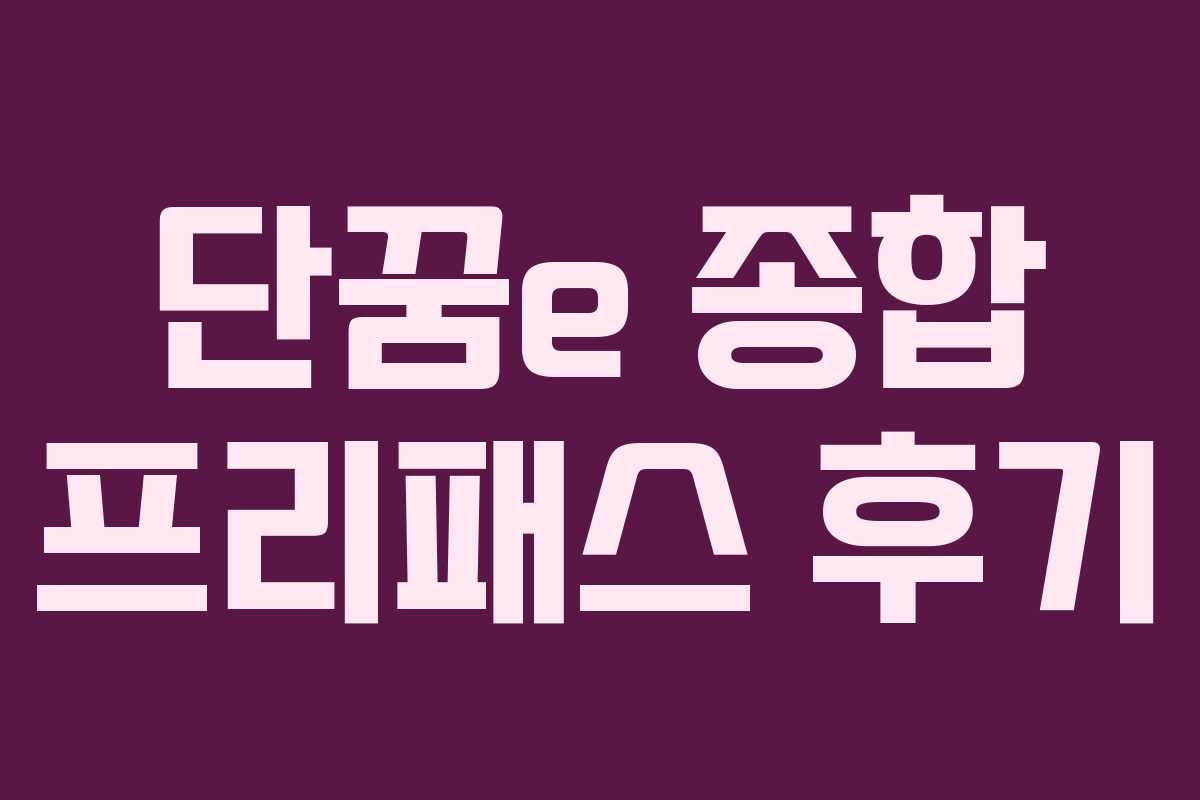 단꿈e 종합 프리패스 후기