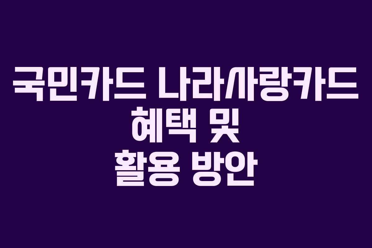 국민카드 나라사랑카드 혜택 및 활용 방안