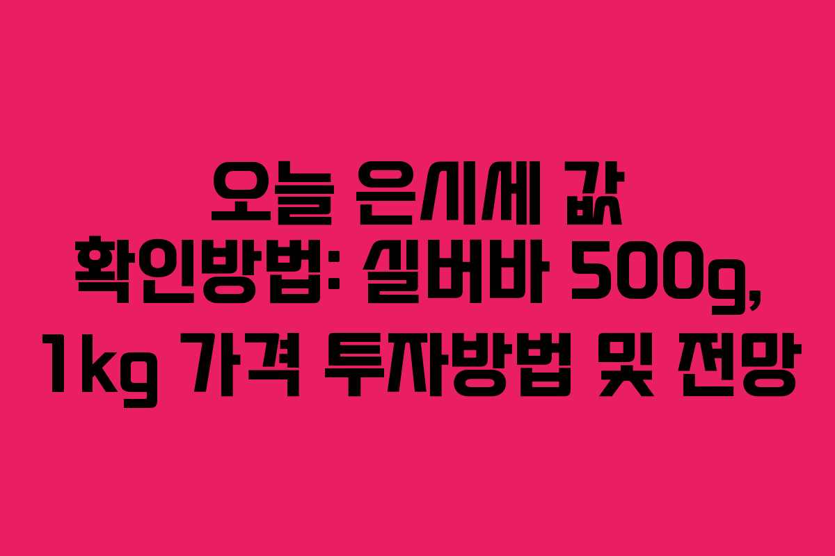 오늘 은시세 값 확인방법: 실버바 500g, 1kg 가격 투자방법 및 전망 오늘 은시세 값 확인방법: 실버바 500g, 1kg 가격 투자방법 및 전망