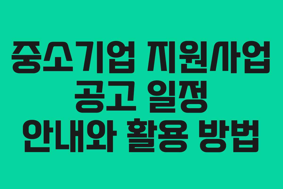 중소기업 지원사업 공고 일정 안내와 활용 방법