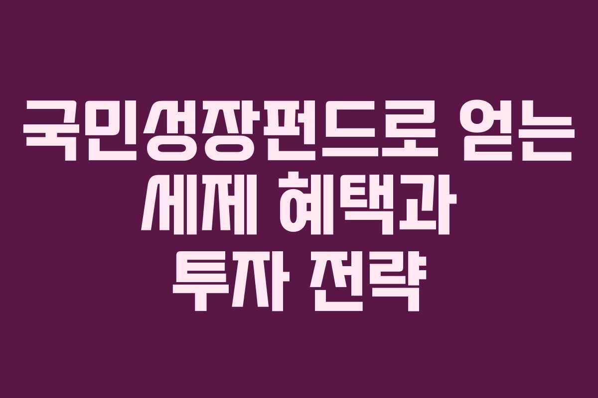 국민성장펀드로 얻는 세제 혜택과 투자 전략 국민성장펀드로 얻는 세제 혜택과 투자 전략