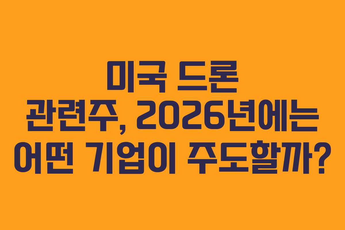미국 드론 관련주, 2026년에는 어떤 기업이 주도할까?