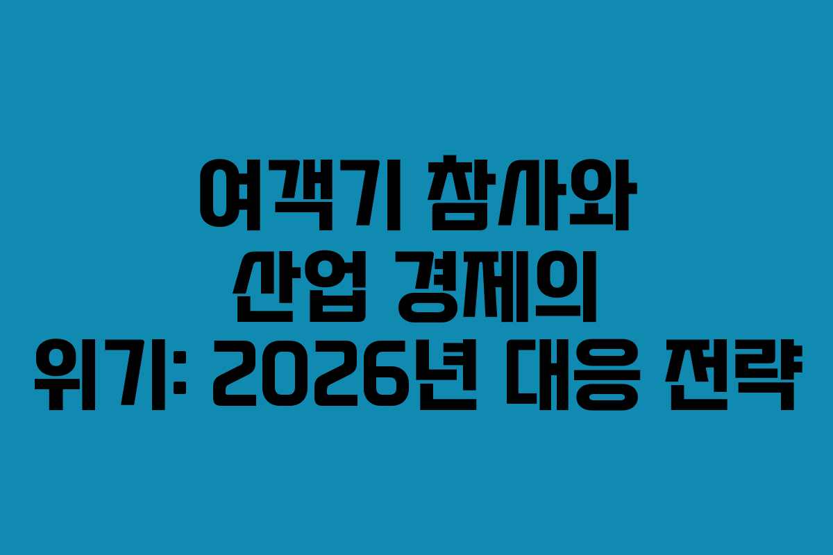 여객기 참사와 산업 경제의 위기: 2026년 대응 전략 여객기 참사와 산업 경제의 위기: 2026년 대응 전략