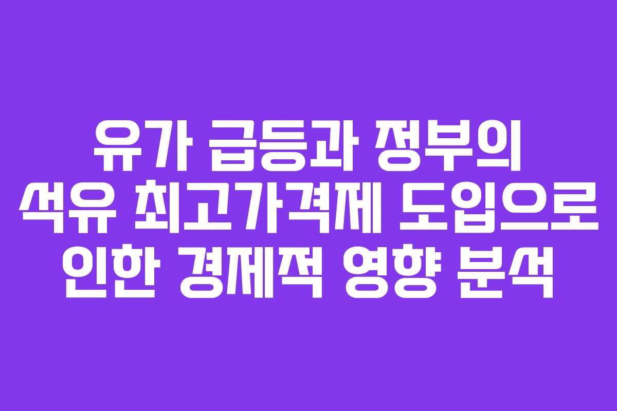 유가 급등과 정부의 석유 최고가격제 도입으로 인한 경제적 영향 분석
