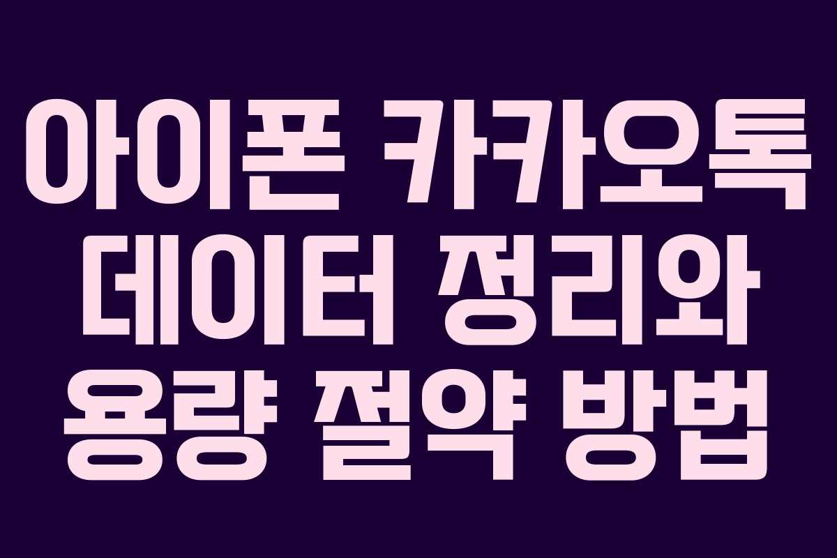 아이폰 카카오톡 데이터 정리와 용량 절약 방법