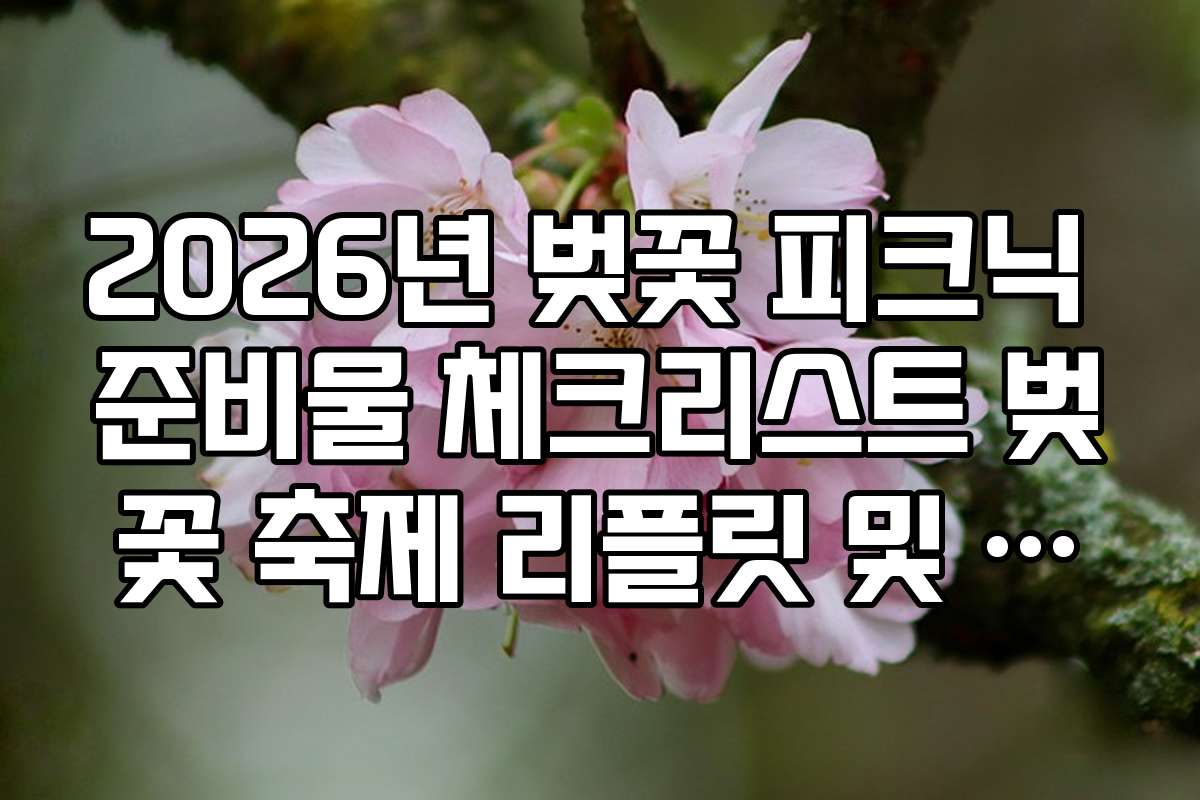 2026년 벚꽃 피크닉 준비물 체크리스트 벚꽃 축제 리플릿 및 지도