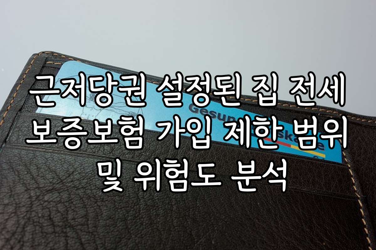 근저당권 설정된 집 전세보증보험 가입 제한 범위 및 위험도 분석