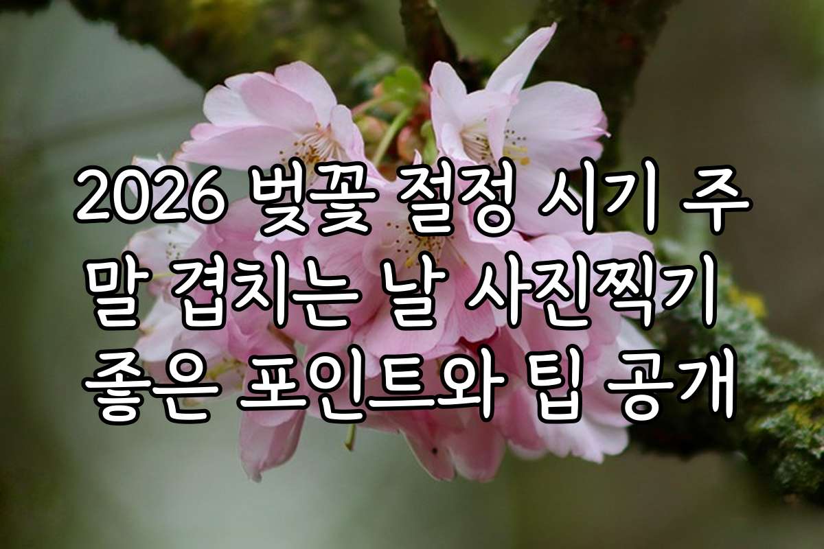2026 벚꽃 절정 시기 주말 겹치는 날 사진찍기 좋은 포인트와 팁 공개