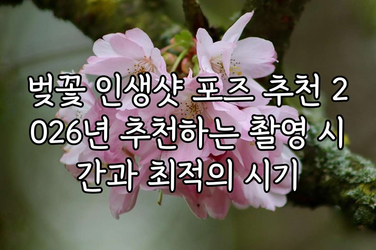 벚꽃 인생샷 포즈 추천 2026년 추천하는 촬영 시간과 최적의 시기