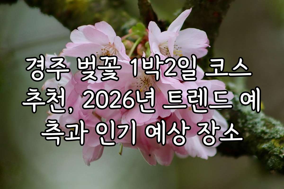 경주 벚꽃 1박2일 코스 추천, 2026년 트렌드 예측과 인기 예상 장소