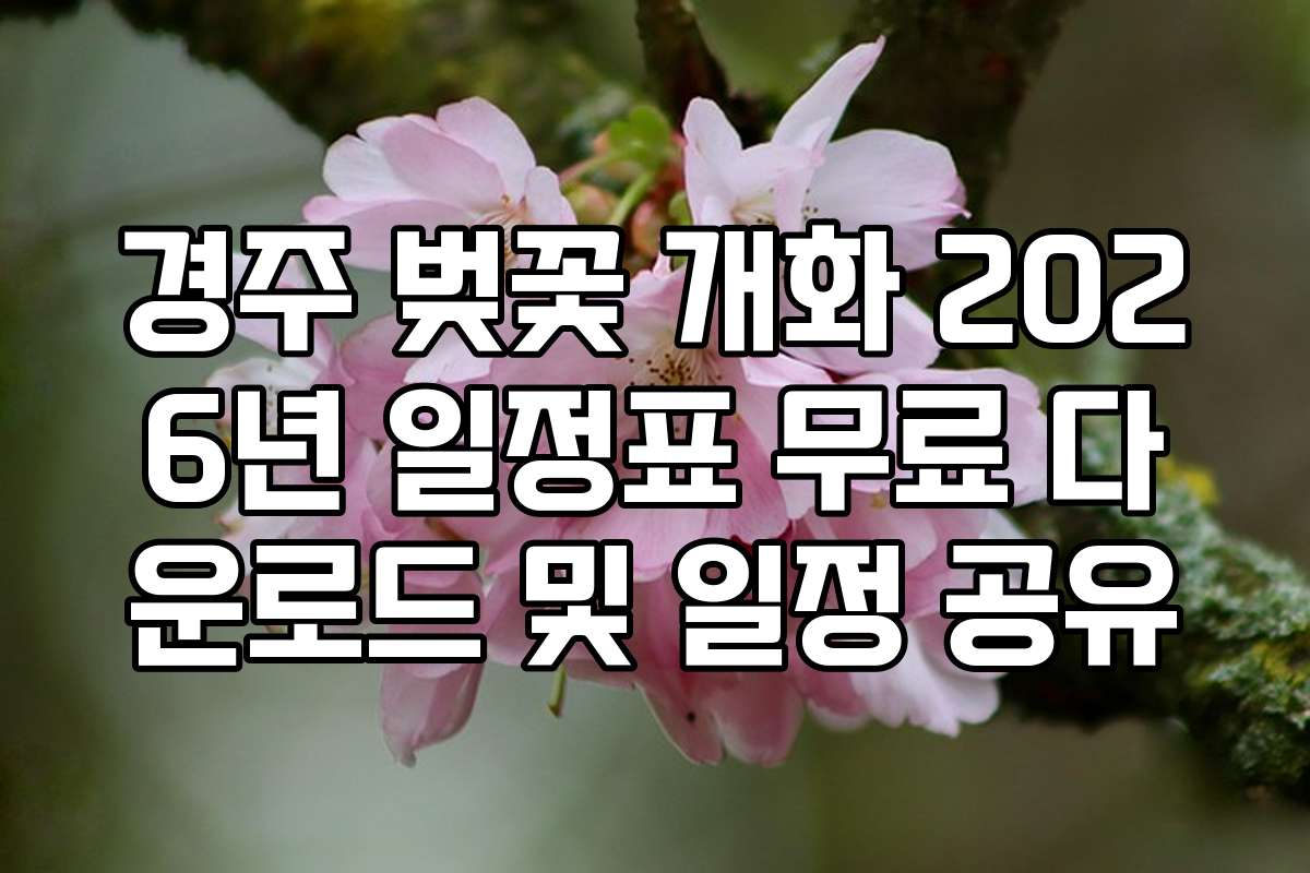 경주 벚꽃 개화 2026년 일정표 무료 다운로드 및 일정 공유