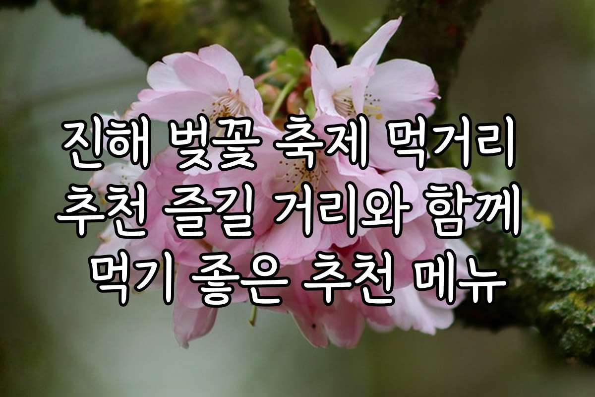 진해 벚꽃 축제 먹거리 추천 즐길 거리와 함께 먹기 좋은 추천 메뉴