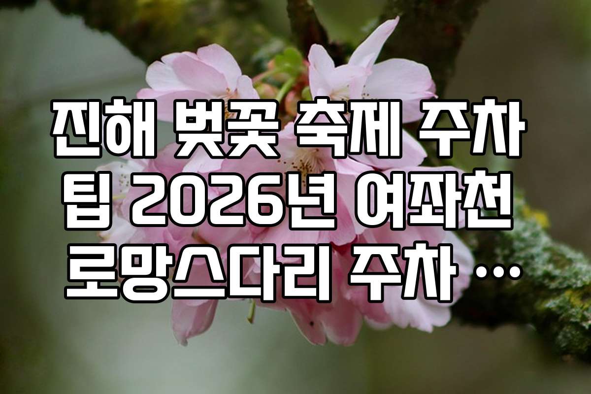 진해 벚꽃 축제 주차 팁 2026년 여좌천 로망스다리 주차 지옥 피하기