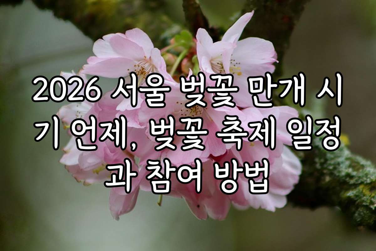 2026 서울 벚꽃 만개 시기 언제, 벚꽃 축제 일정과 참여 방법