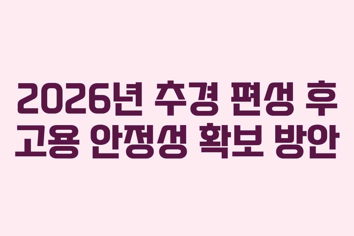 2026년 추경 편성 후 고용 안정성 확보 방안