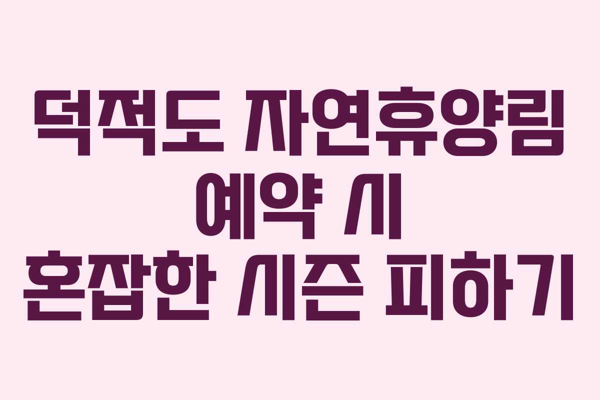 덕적도 자연휴양림 예약 시 혼잡한 시즌 피하기