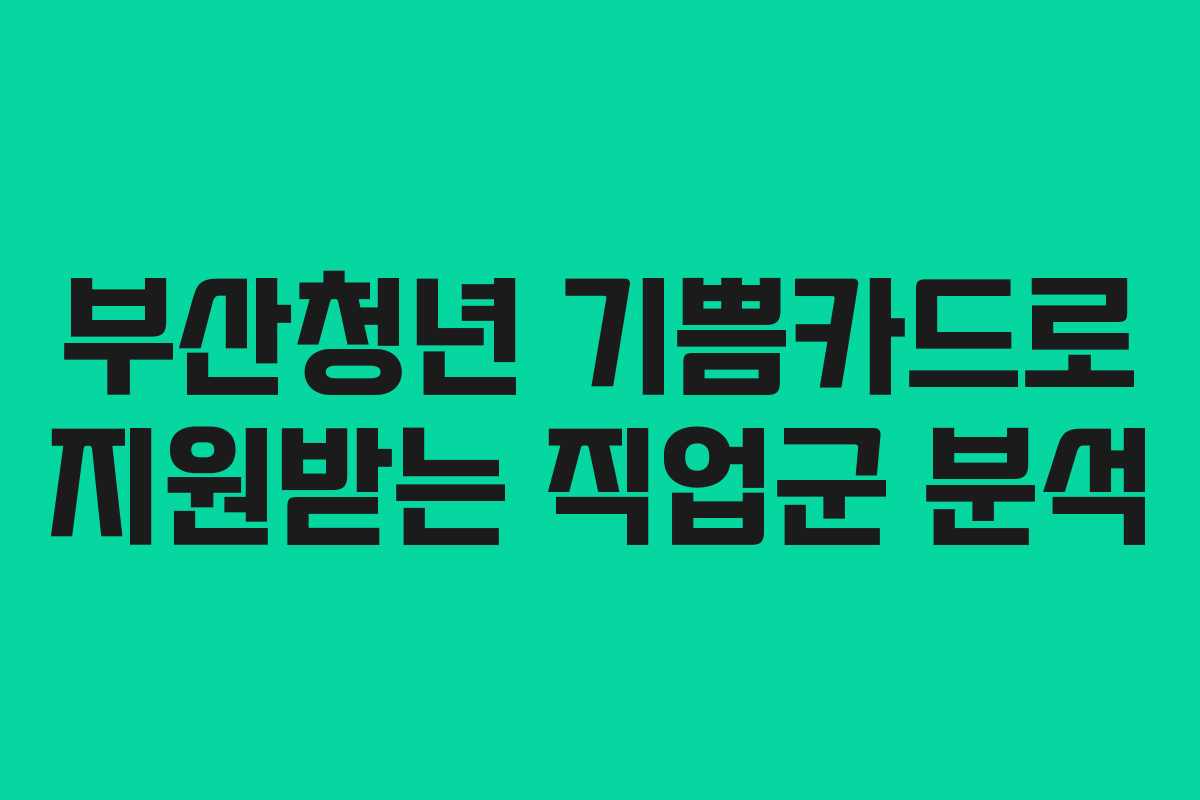 부산청년 기쁨카드로 지원받는 직업군 분석