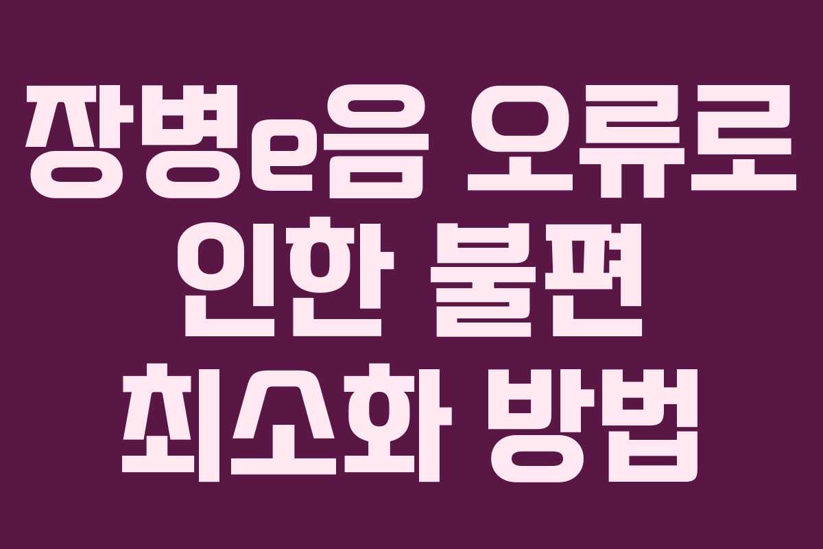 장병e음 오류로 인한 불편 최소화 방법