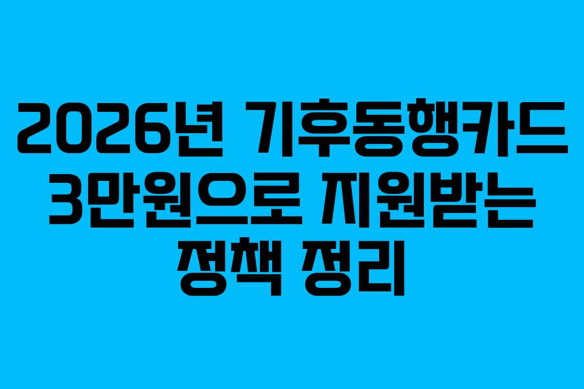 2026년 기후동행카드 3만원으로 지원받는 정책 정리