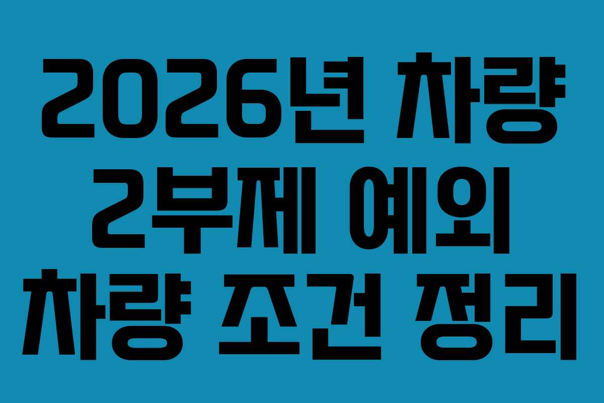 2026년 차량 2부제 예외 차량 조건 정리
