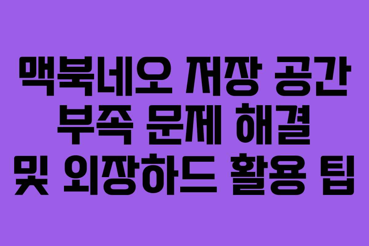 맥북네오 저장 공간 부족 문제 해결 및 외장하드 활용 팁