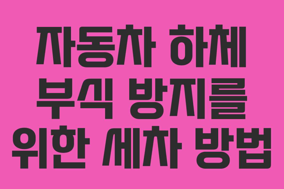 자동차 하체 부식 방지를 위한 세차 방법