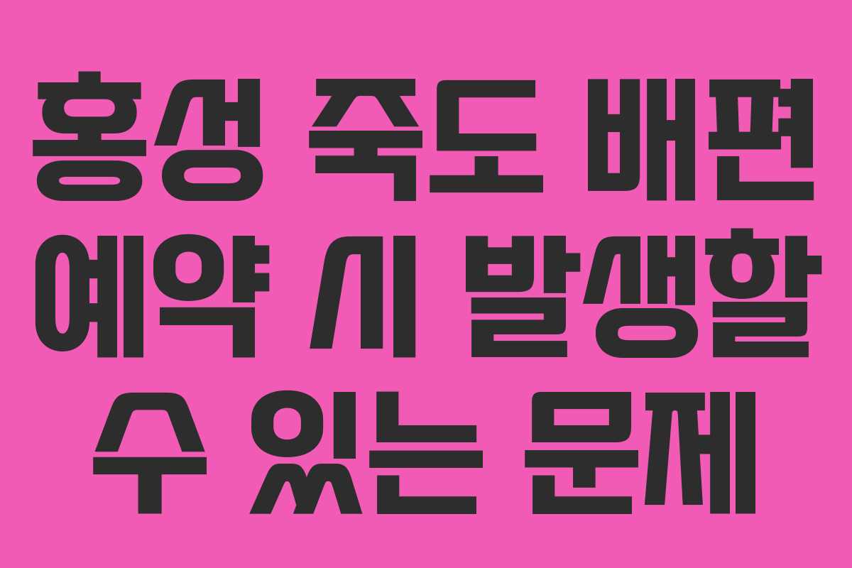 홍성 죽도 배편 예약 시 발생할 수 있는 문제