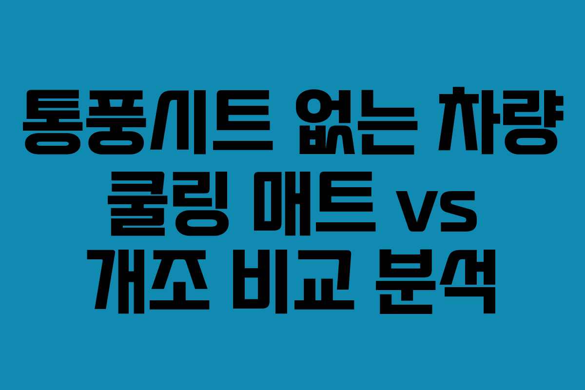 통풍시트 없는 차량 쿨링 매트 vs 개조 비교 분석