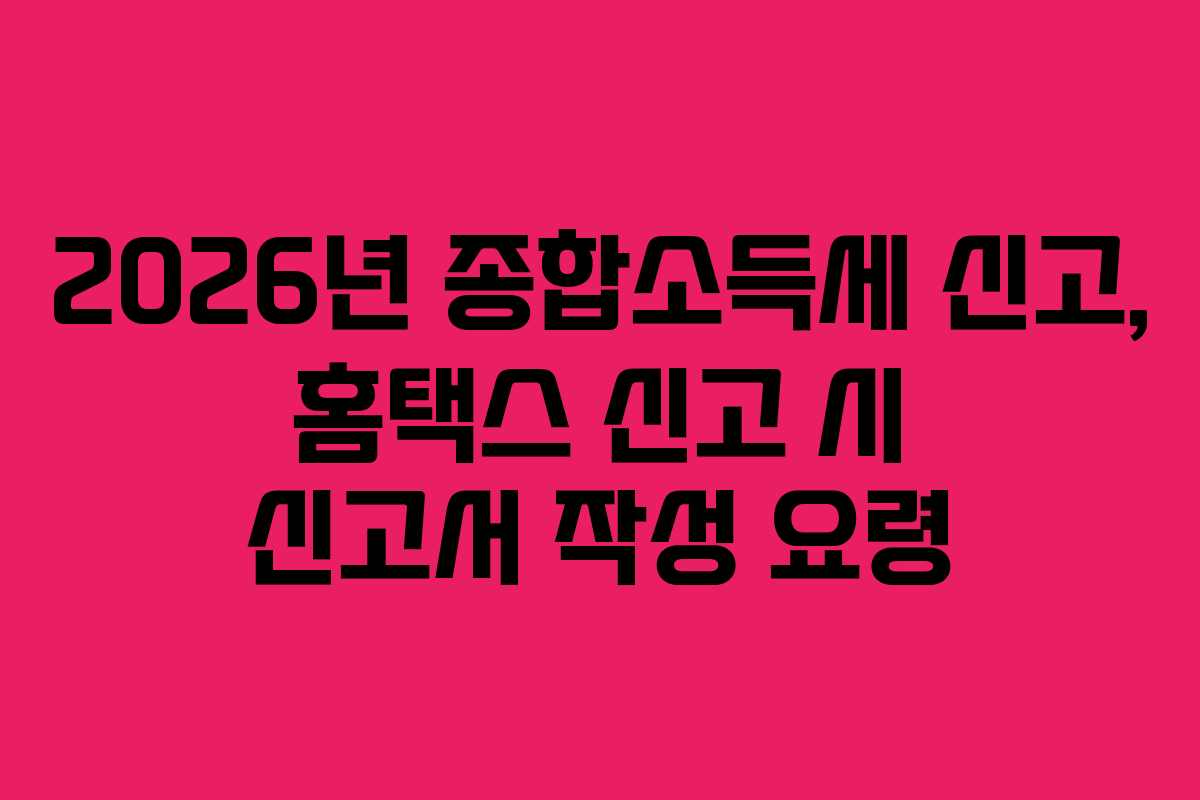 2026년 종합소득세 신고, 홈택스 신고 시 신고서 작성 요령