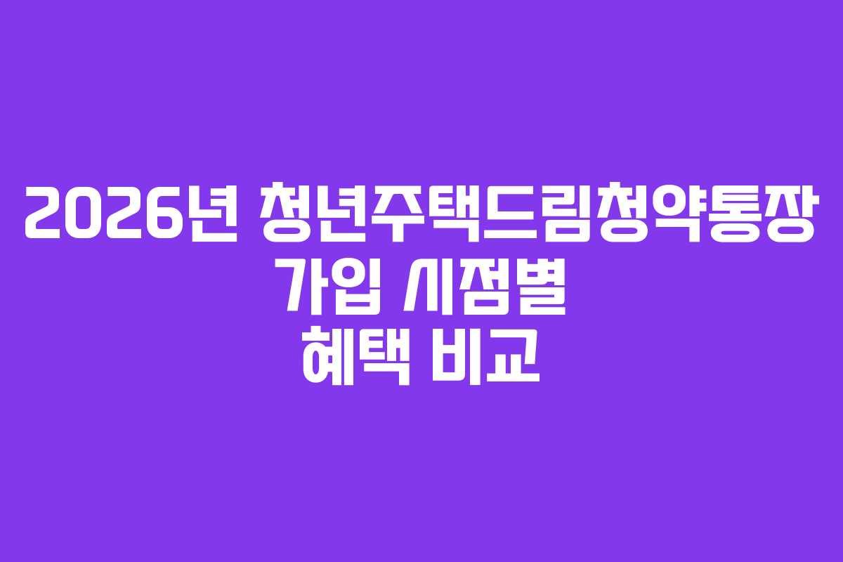 2026년 청년주택드림청약통장 가입 시점별 혜택 비교