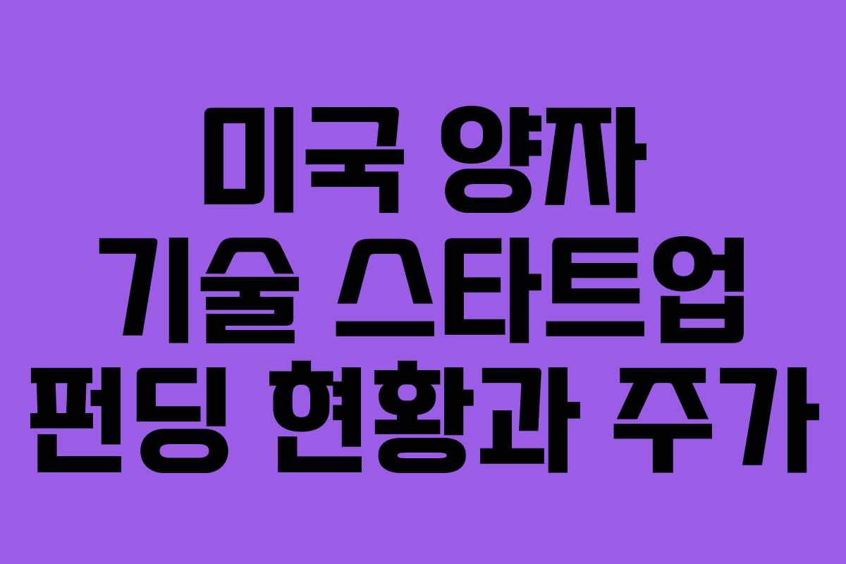 미국 양자 기술 스타트업 펀딩 현황과 주가