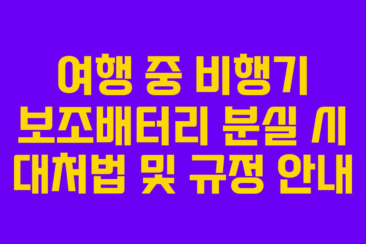 여행 중 비행기 보조배터리 분실 시 대처법 및 규정 안내