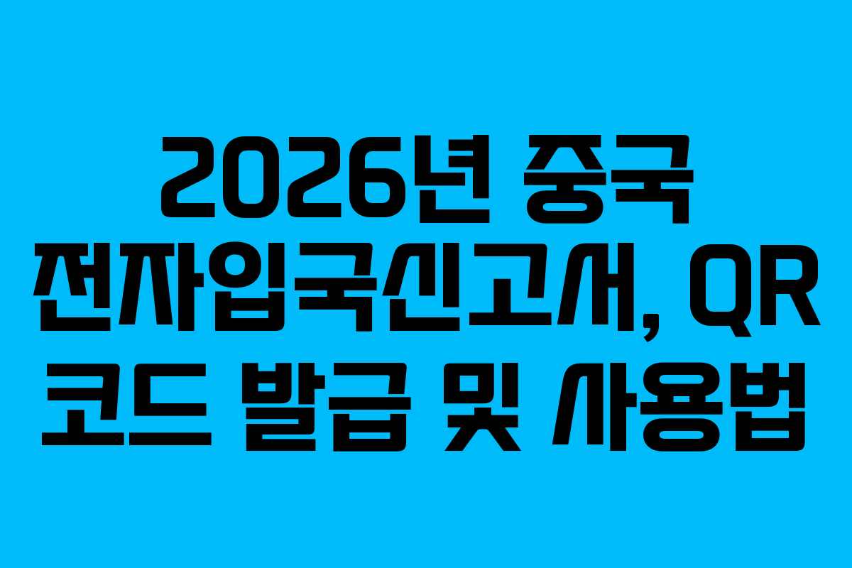 2026년 중국 전자입국신고서, QR 코드 발급 및 사용법