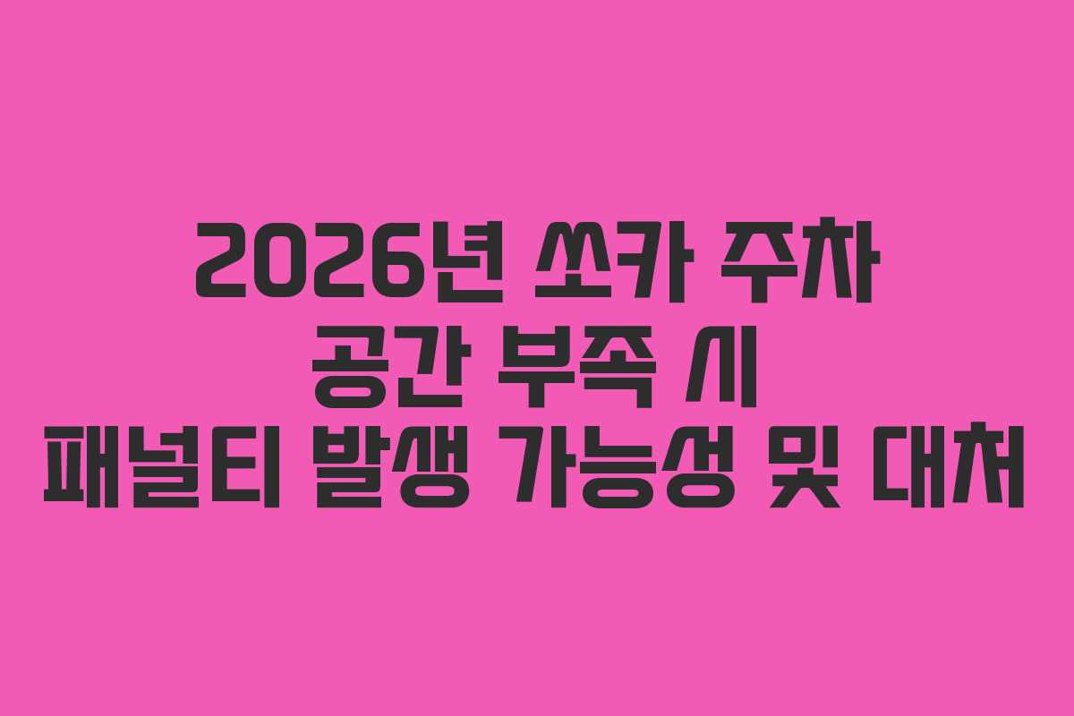 2026년 쏘카 주차 공간 부족 시 패널티 발생 가능성 및 대처