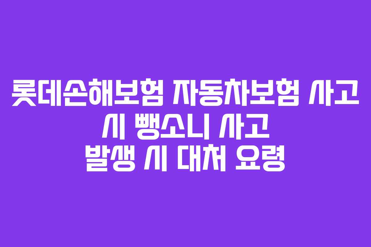 롯데손해보험 자동차보험 사고 시 뺑소니 사고 발생 시 대처 요령