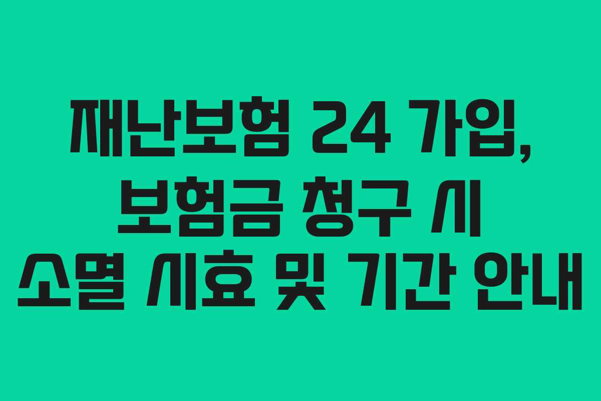 재난보험 24 가입, 보험금 청구 시 소멸 시효 및 기간 안내