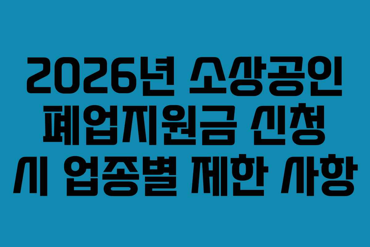 2026년 소상공인 폐업지원금 신청 시 업종별 제한 사항